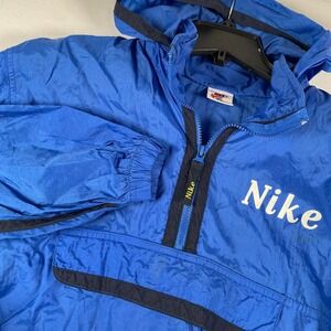Vintage Nike Pullover‎ Windbreaker Jacket Blue Hooded Anorak Women's Large